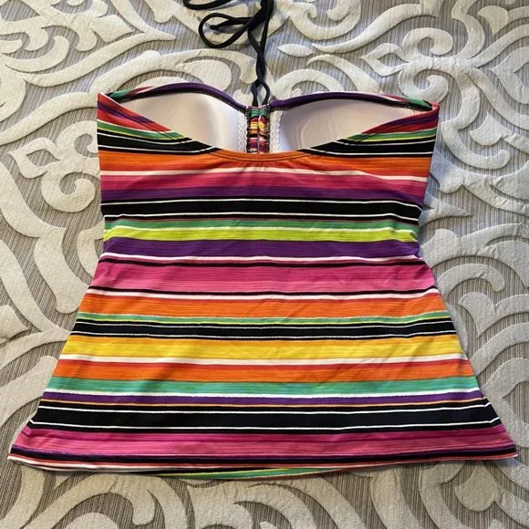 EUC Womens Ralph Lauren 2 piece Swimsuit Tankini Size 8 Multi-Colored Stripes - Picture 5 of 7
